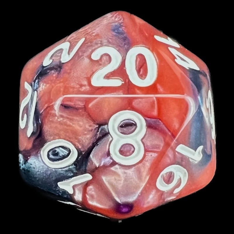 TDSO Trio Pearl Black Pink & Purple D20 Dice