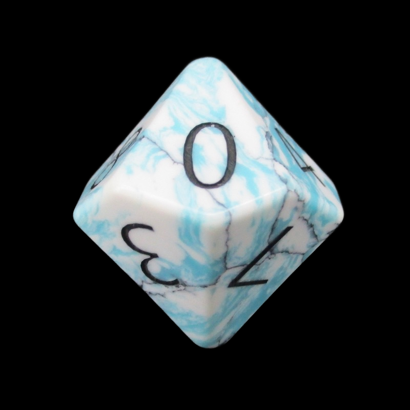 TDSO Gemstone Turquoise Synthetic Blue & White D10 Dice