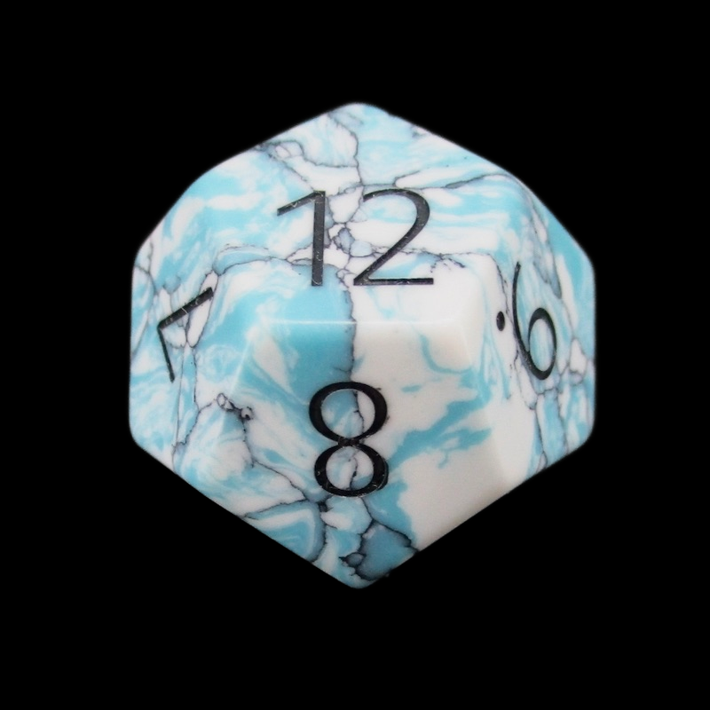 TDSO Gemstone Turquoise Synthetic Blue & White D12 Dice