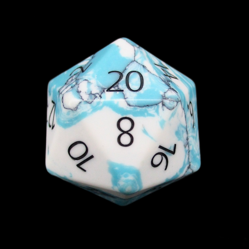 TDSO Gemstone Turquoise Synthetic Blue & White D20 Dice