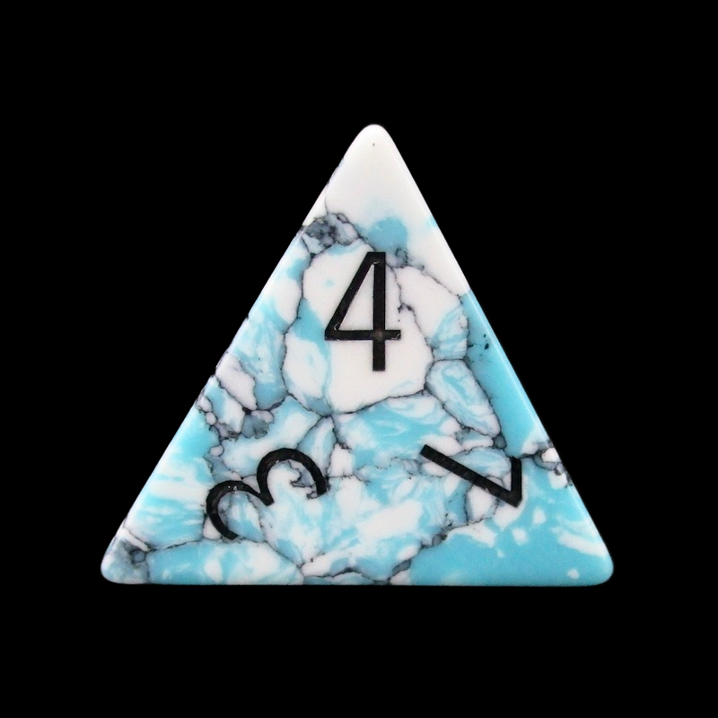 TDSO Gemstone Turquoise Synthetic Blue & White D4 Dice