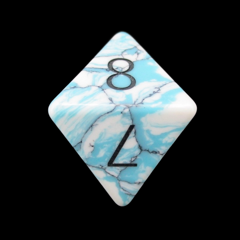 TDSO Gemstone Turquoise Synthetic Blue & White D8 Dice