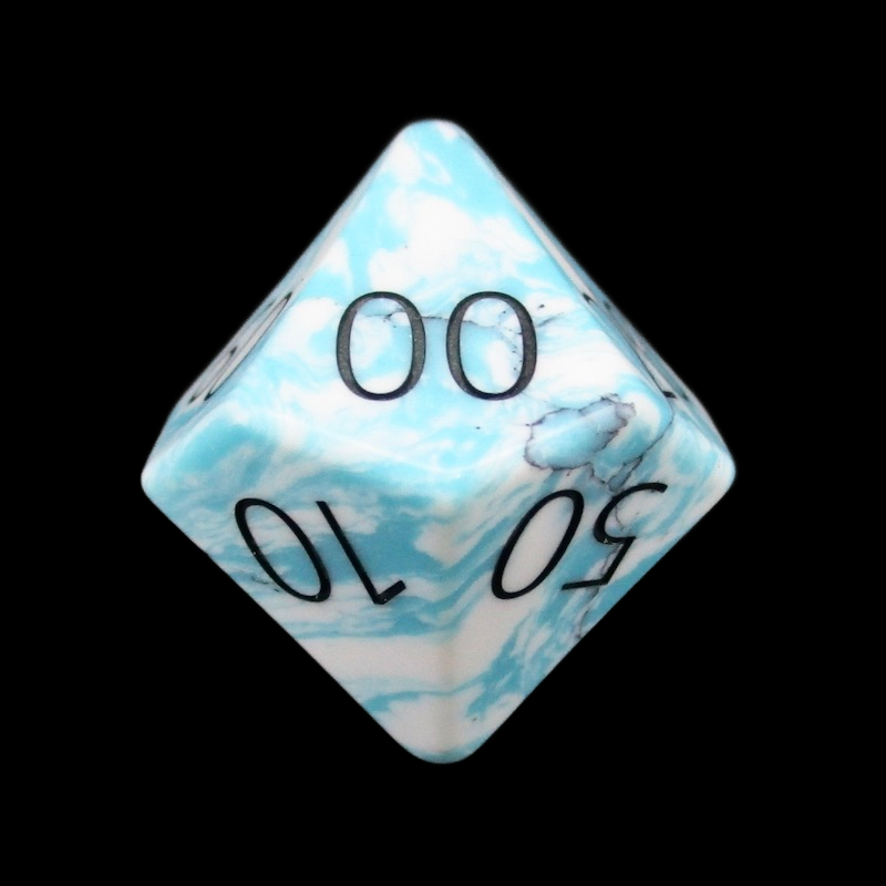 TDSO Gemstone Turquoise Synthetic Blue & White Percentile Dice