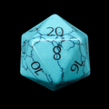 TDSO Gemstone Turquoise Synthetic Blue & Black D20 Dice