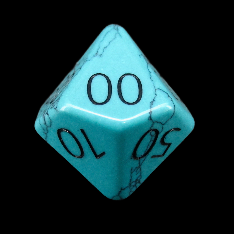 TDSO Gemstone Turquoise Synthetic Blue & Black Percentile Dice