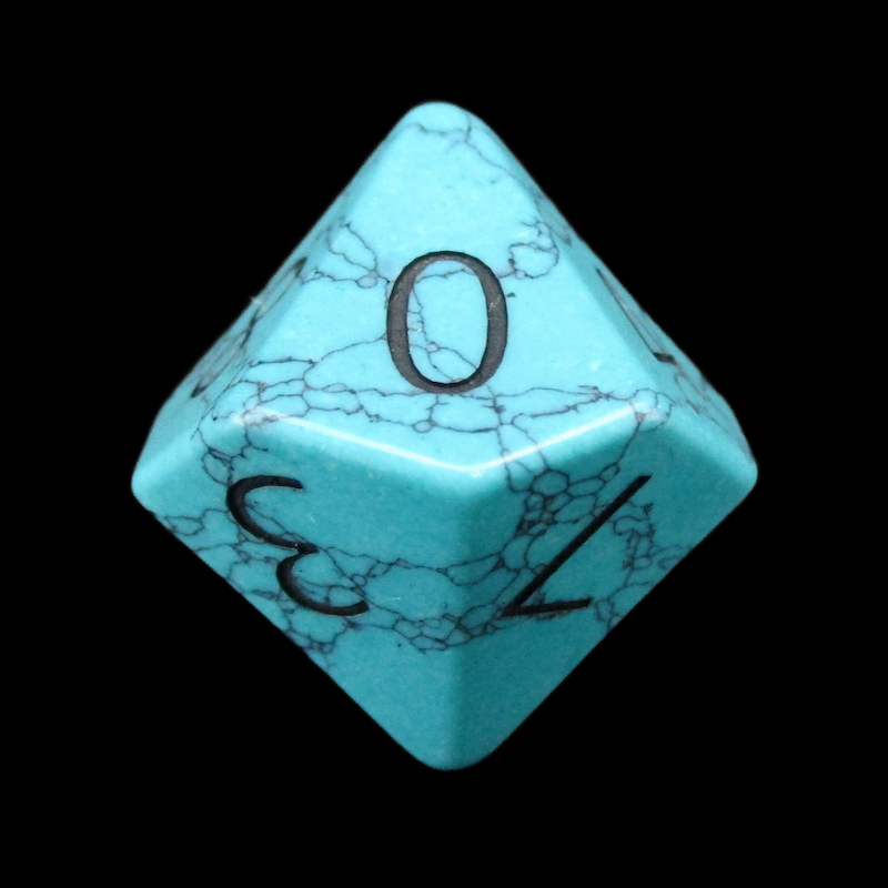 TDSO Gemstone Turquoise Synthetic Blue & Black D10 Dice