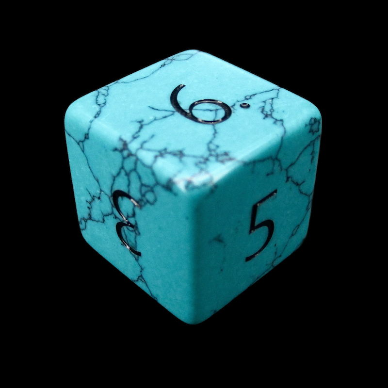 TDSO Gemstone Turquoise Synthetic Blue & Black D6 Dice