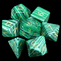 TDSO Gemstone Synthetic Malachite Green & Gold 7 Dice Polyset