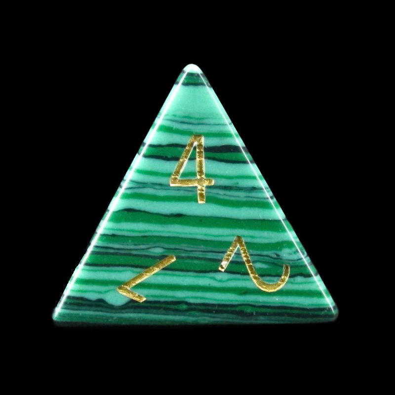 TDSO Gemstone Synthetic Malachite Green & Gold D4 Dice