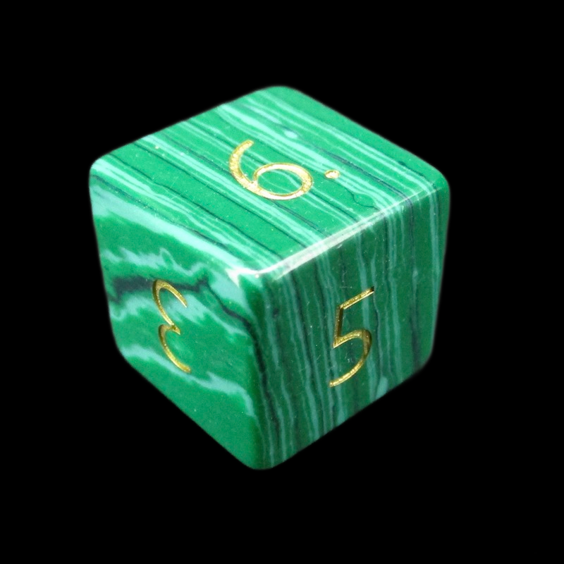 TDSO Gemstone Synthetic Malachite Green & Gold D6 Dice