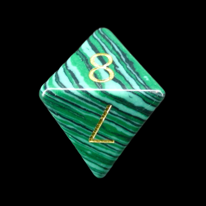 TDSO Gemstone Synthetic Malachite Green & Gold D8 Dice