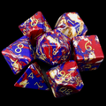 TDSO Gemstone Turquoise Synthetic Multi Fire & Gold 7 Dice Polyset