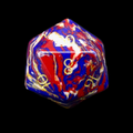 TDSO Gemstone Turquoise Synthetic Multi Fire & Gold D20 Dice