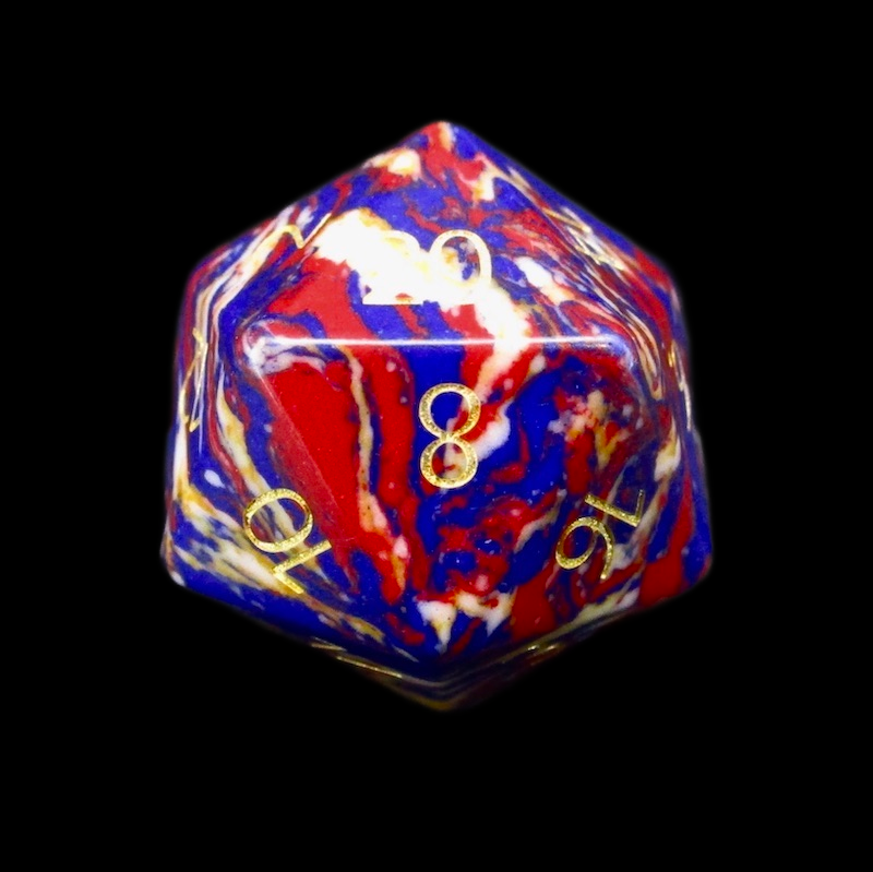 TDSO Gemstone Turquoise Synthetic Multi Fire & Gold D20 Dice