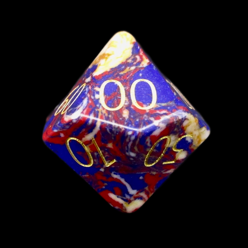 TDSO Gemstone Turquoise Synthetic Multi Fire & Gold Percentile Dice