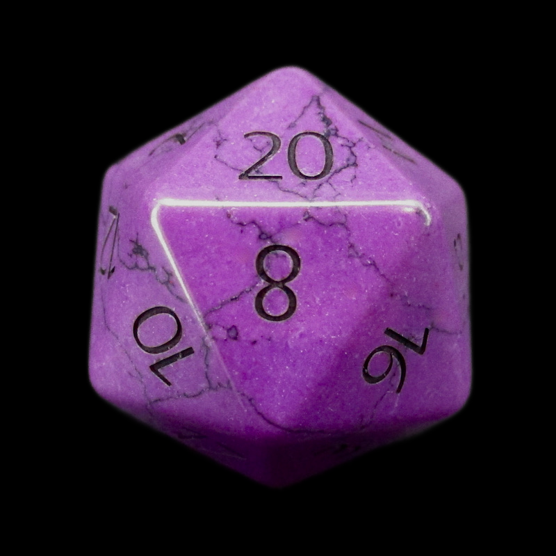 TDSO Gemstone Turquoise Synthetic Purple & Black D20 Dice