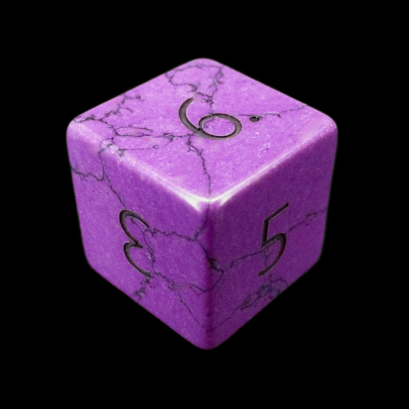 TDSO Gemstone Turquoise Synthetic Purple & Black D6 Dice