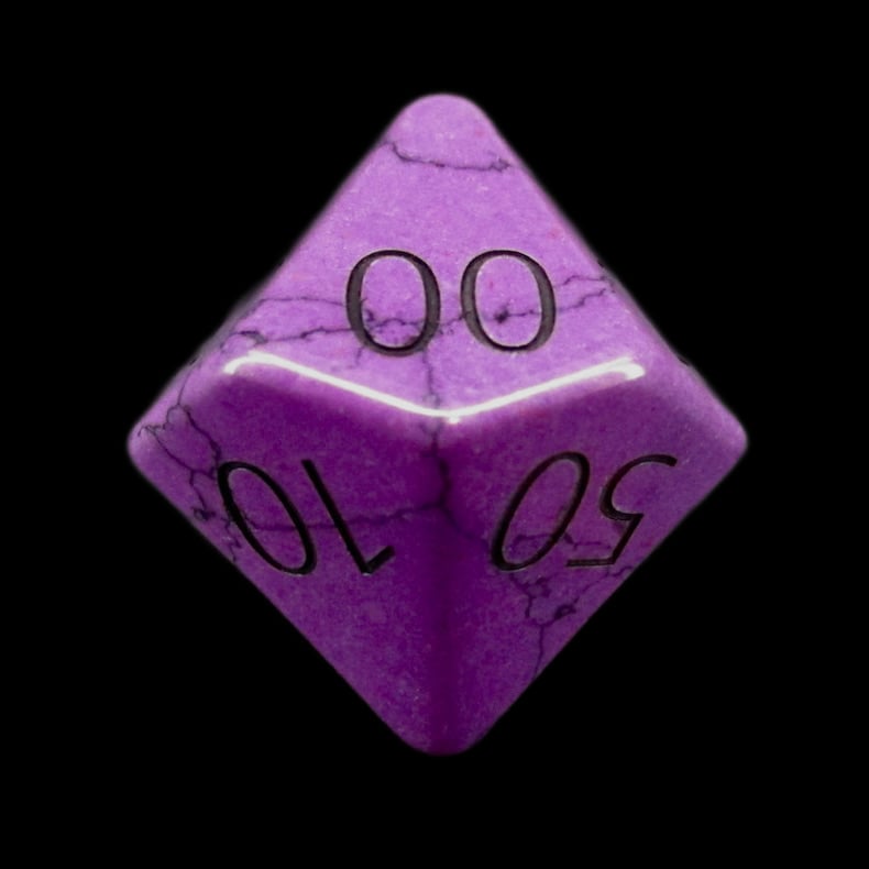 TDSO Gemstone Turquoise Synthetic Purple & Black Percentile Dice