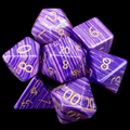 TDSO Gemstone Turquoise Synthetic Purple Wave & Gold 7 Dice Polyset