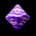 TDSO Gemstone Turquoise Synthetic Purple Wave & Gold D10 Dice