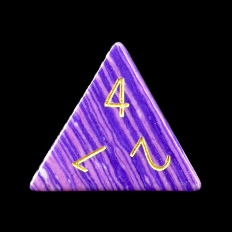 TDSO Gemstone Turquoise Synthetic Purple Wave & Gold D4 Dice