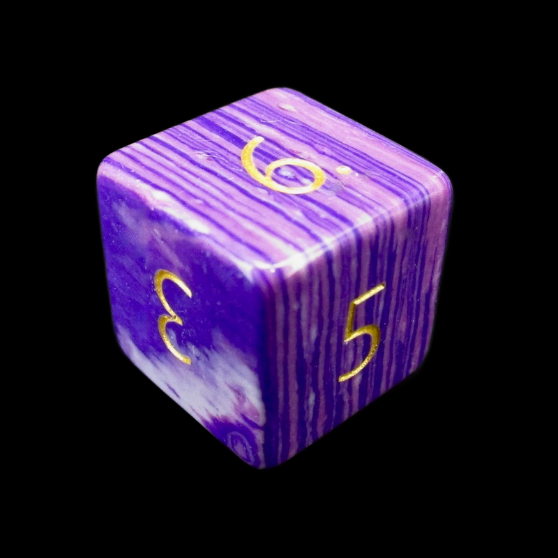 TDSO Gemstone Turquoise Synthetic Purple Wave & Gold D6 Dice