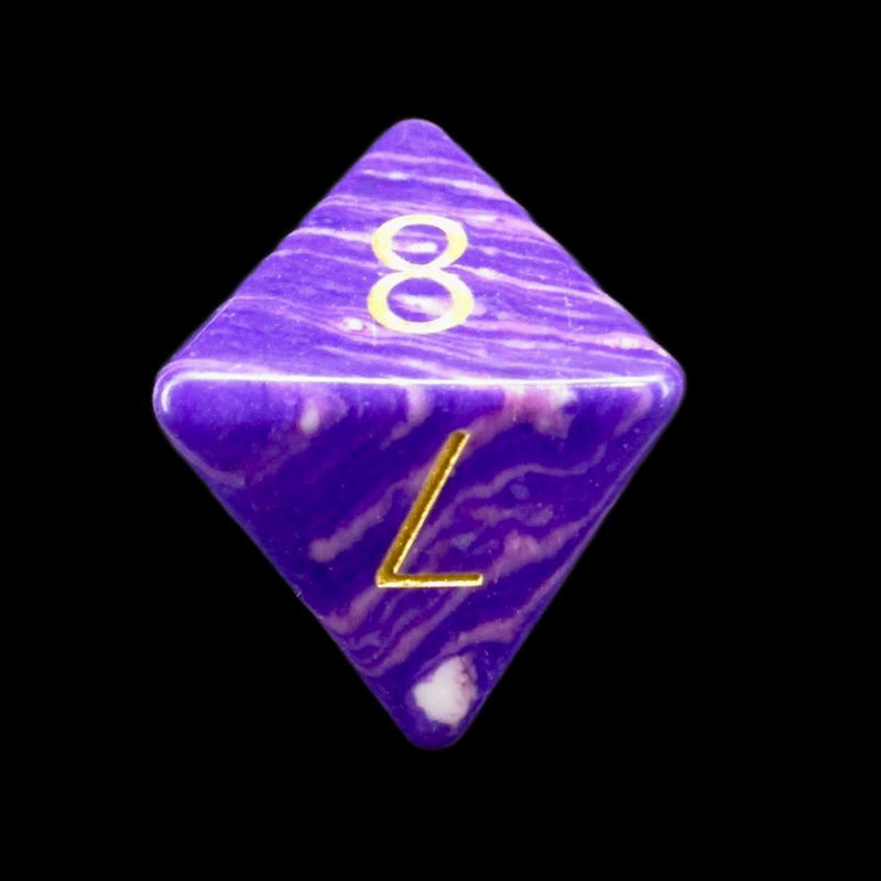 TDSO Gemstone Turquoise Synthetic Purple Wave & Gold D8 Dice
