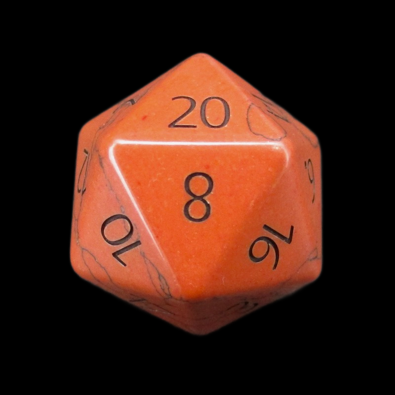 TDSO Gemstone Turquoise Synthetic Red & Black D20 Dice