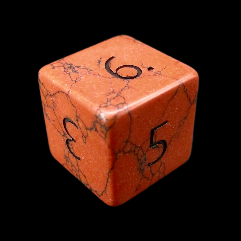 TDSO Gemstone Turquoise Synthetic Red & Black D6 Dice
