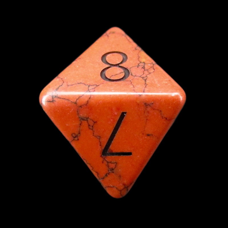 TDSO Gemstone Turquoise Synthetic Red & Black D8 Dice