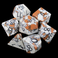 TDSO Gemstone Turquoise Synthetic White & Black 7 Dice Polyset