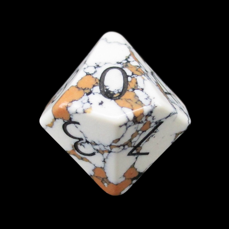 TDSO Gemstone Turquoise Synthetic White & Black D10 Dice