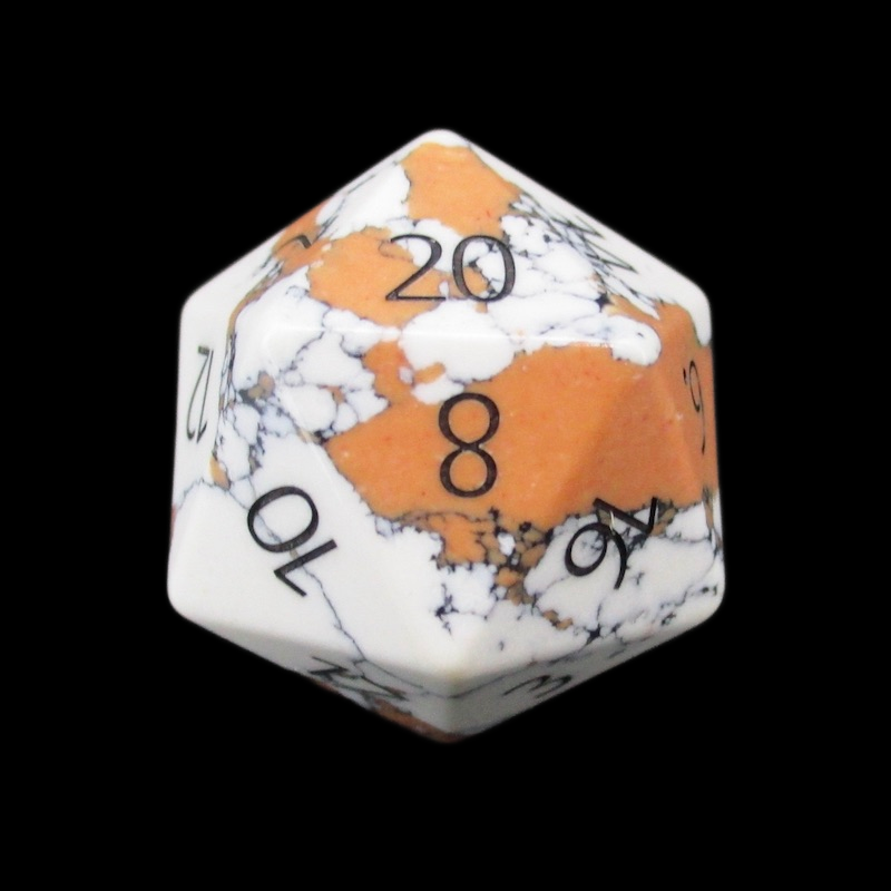 TDSO Gemstone Turquoise Synthetic White & Black D20 Dice