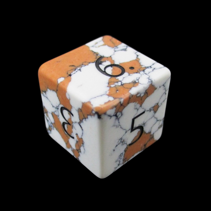 TDSO Gemstone Turquoise Synthetic White & Black D6 Dice