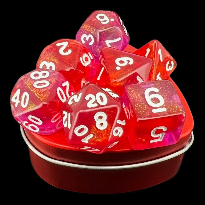 TDSO Valentines Day Heart Red Mystery 7 Dice Polyset