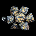 TDSO Warrior Pearl Black & Gold GIANT 7 Dice Polyset