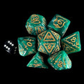 TDSO Warrior Pearl Green & Gold GIANT 7 Dice Polyset