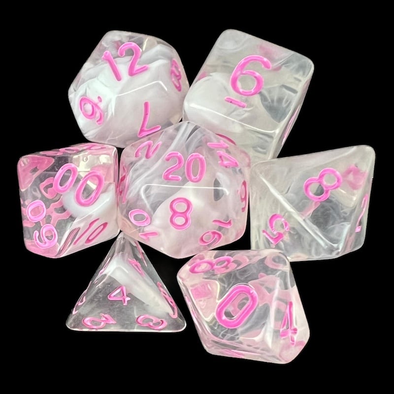 TDSO Winter Frost Pink 7 Dice Polyset