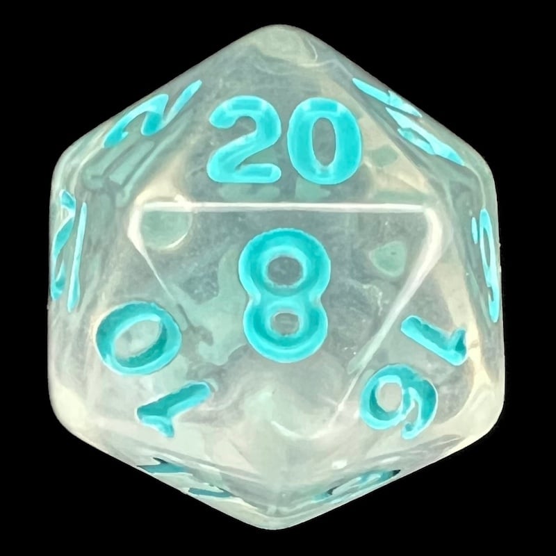 TDSO Winter Frost Turquoise D20 Dice