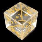 TDSO Zircon Glass Diamond & Gold Positive Counter 6 x D6 Dice Set In Padded Case
