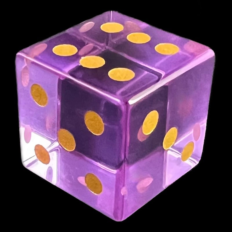TDSO Zircon Glass Amethyst & Gold D6 Spot Dice