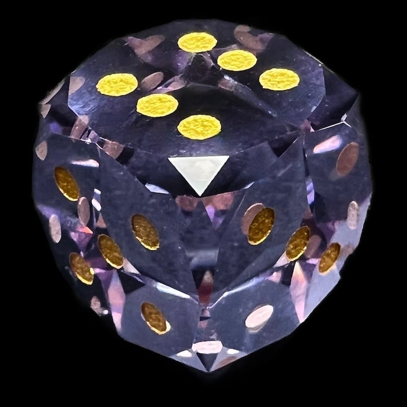 TDSO Faceted Zircon Glass Amethyst & Gold D6 Spot Dice