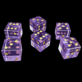 TDSO Zircon Glass Amethyst & Gold 6 x D6 Spot Dice Set