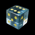 TDSO Zircon Glass Aquamarine & Gold D6 Spot Dice