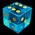 TDSO Zircon Glass Blue Topaz & Gold D6 Spot Dice