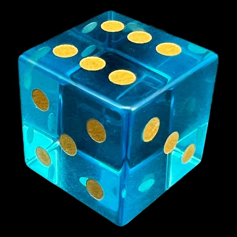 TDSO Zircon Glass Blue Topaz & Gold D6 Spot Dice
