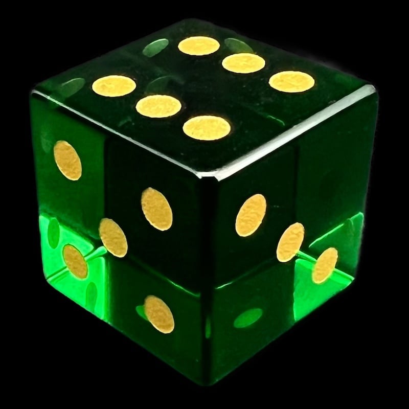 TDSO Zircon Glass Emerald & Gold D6 Spot Dice