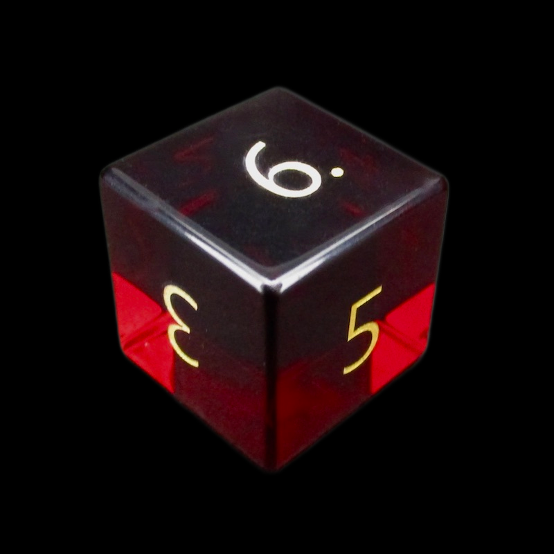 TDSO Zircon Glass Garnet & Gold D6 Dice