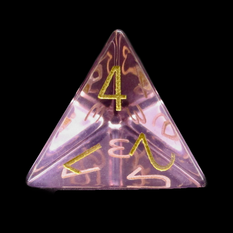 TDSO Zircon Glass Pink Tourmaline & Gold D4 Dice