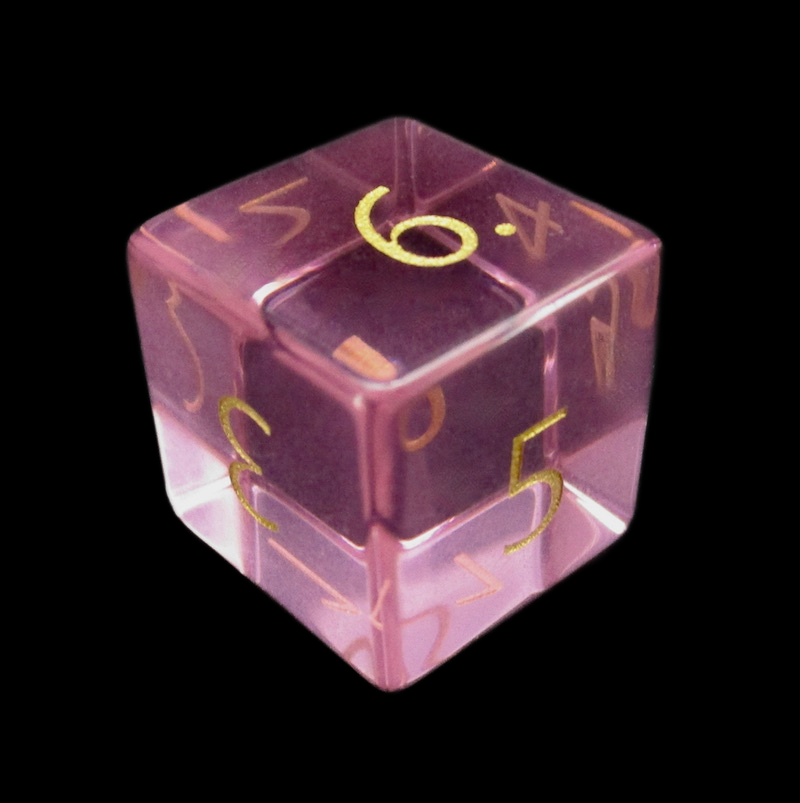 TDSO Zircon Glass Pink Tourmaline & Gold D6 Dice